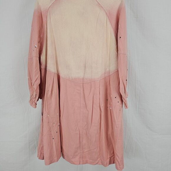 Davi & Dani Ella Denim Paint Splatter Button Down Dress In Pink Women's Sz Med - Picture 10 of 11
